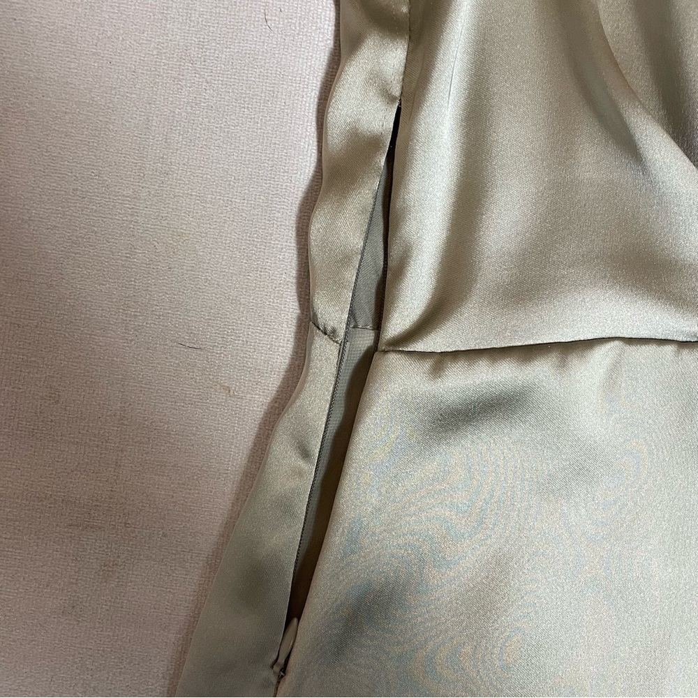 New Zara Wrap Front Satin Long Sleeve Grey Dress Size S - Picture 11 of 12